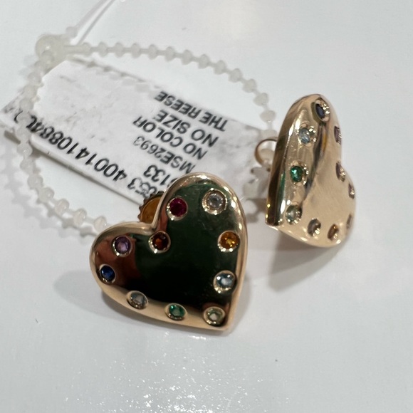 My Story Rainbow Reese 14K Yellow Gold & Mixed-Stone Heart Stud Earrings - Picture 6 of 12
